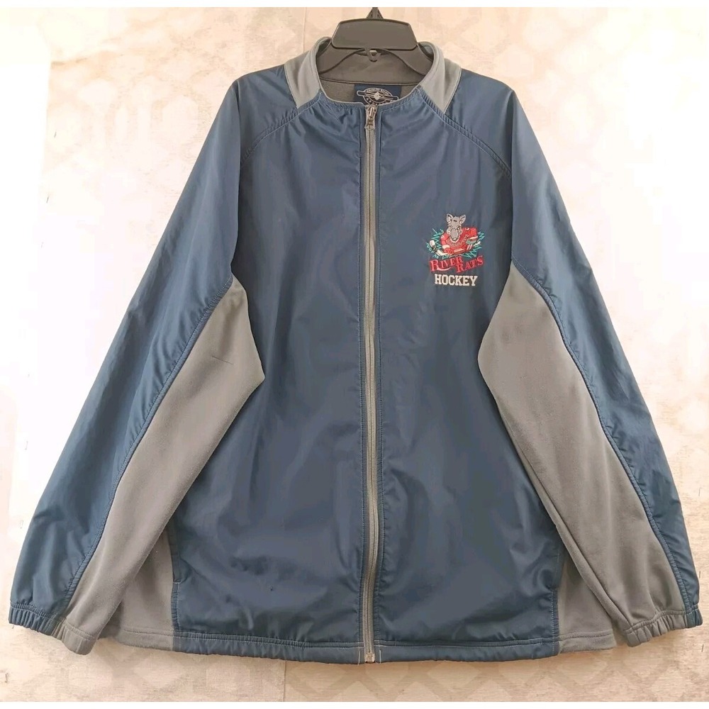 VINTAGE Merrimack River Rats Team Hockey‎ Jacket Mens Large Blue Full Zip